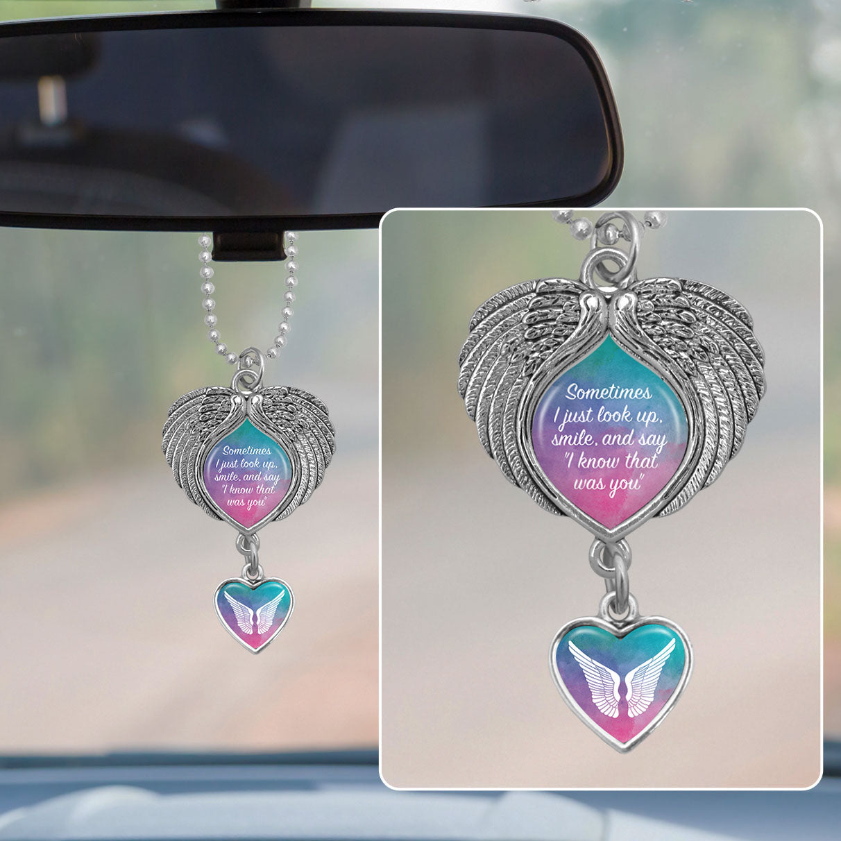 Watercolor Know That Was You Wings Rearview Mirror Charm