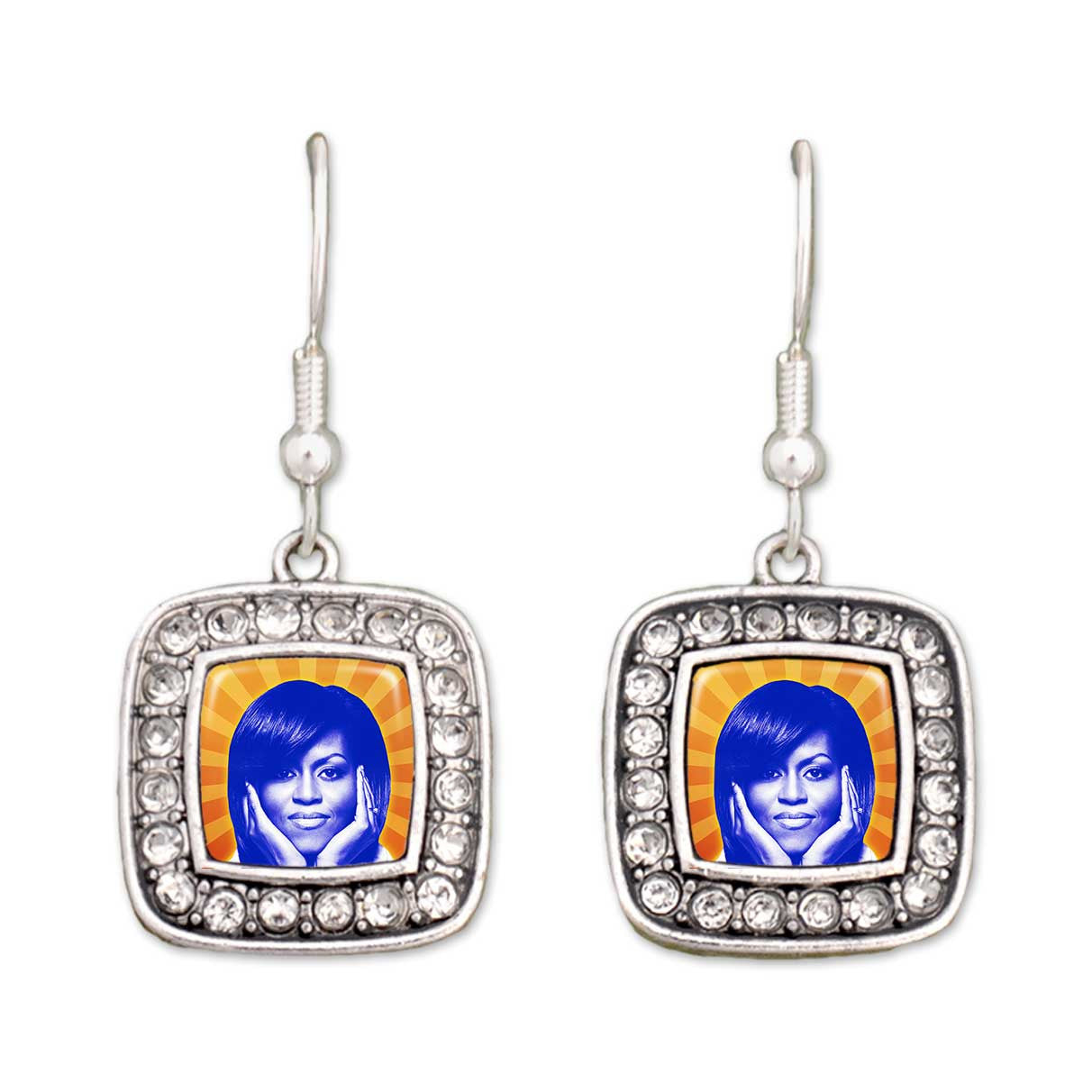 Michelle Obama Crystal Square Earrings