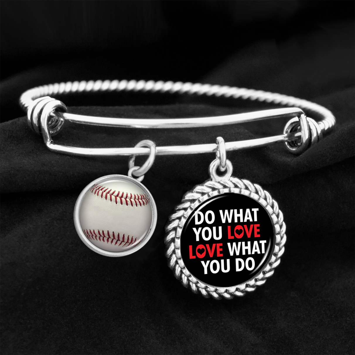 Do What You Love Baseball Charm Bracelet