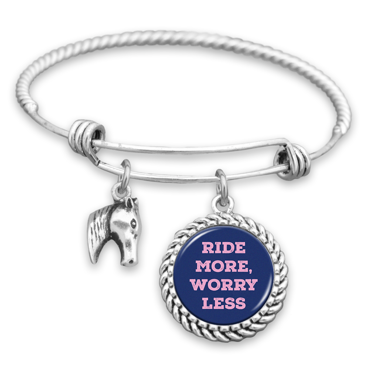 Ride More, Worry Less Horse Charm Bracelet