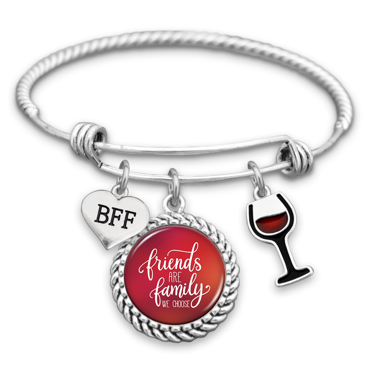 Friends Are Family We Choose Wine Charm Bracelet
