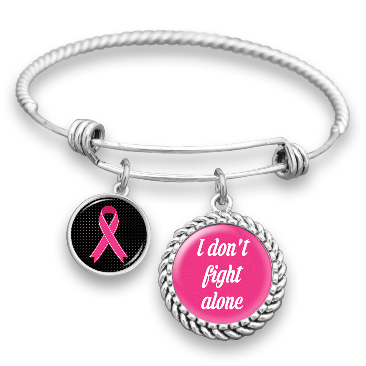 I Don't Fight Alone Breast Cancer Charm Bracelet