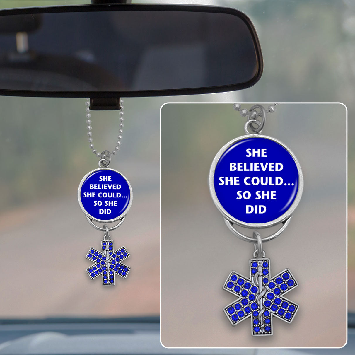 She Believed She Could So She Did Star Of Life Rearview Mirror Charm