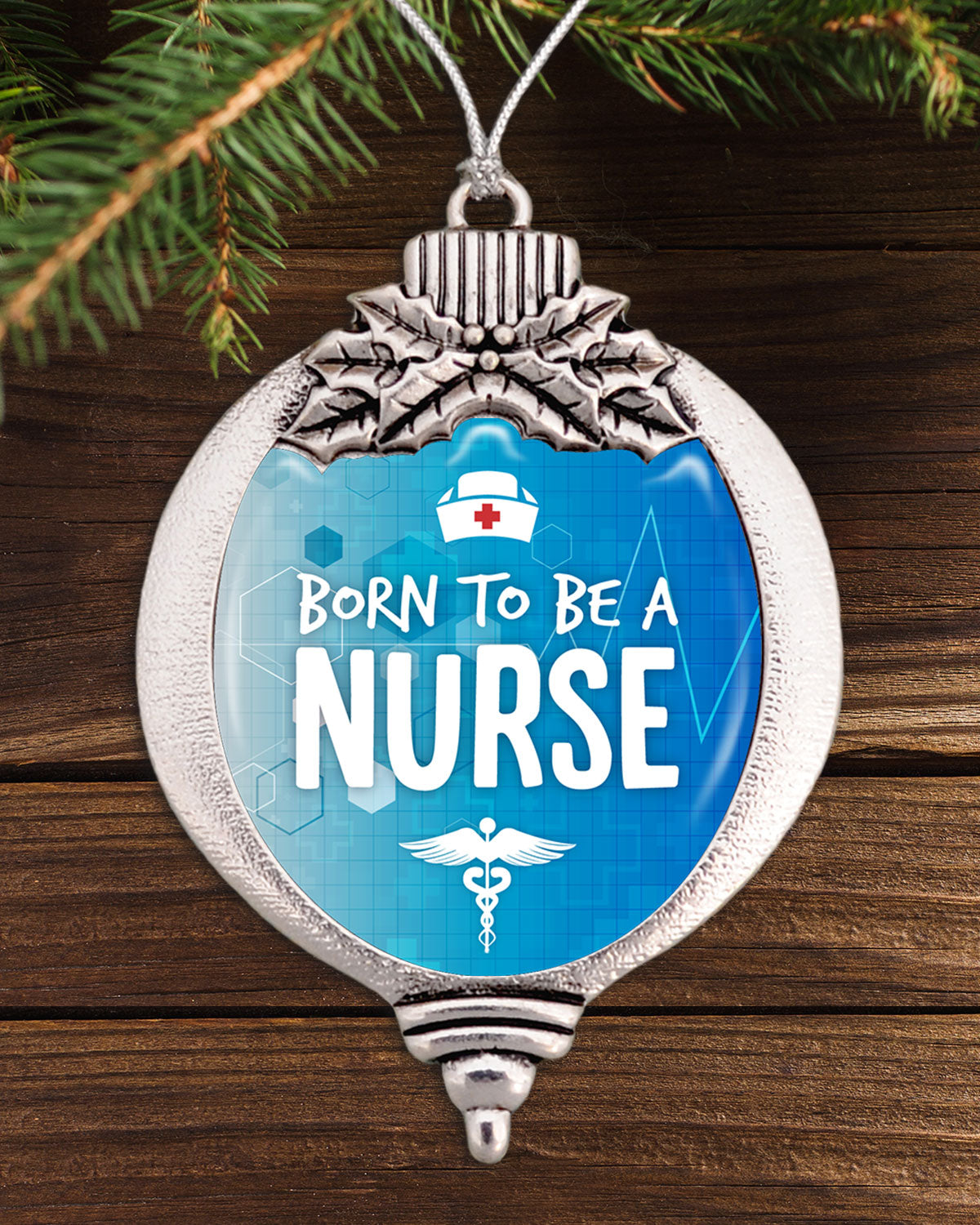Born To Be A Nurse Caduceus Bulb Ornament