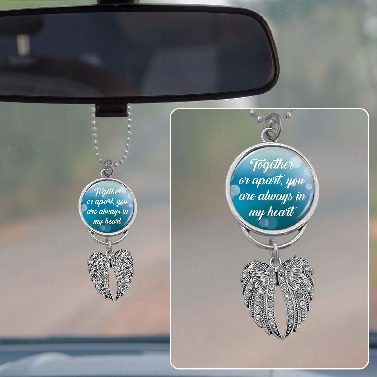 Together Or Apart Rearview Mirror Charm