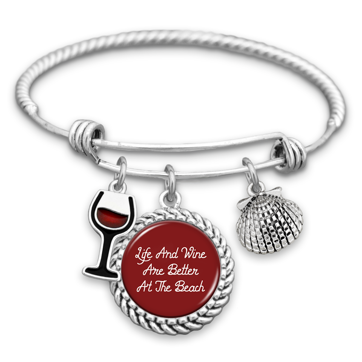 Life And Wine Are Better At The Beach Charm Bracelet