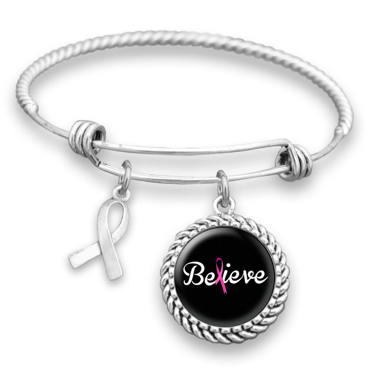 "Believe" Breast Cancer Charm Bracelet