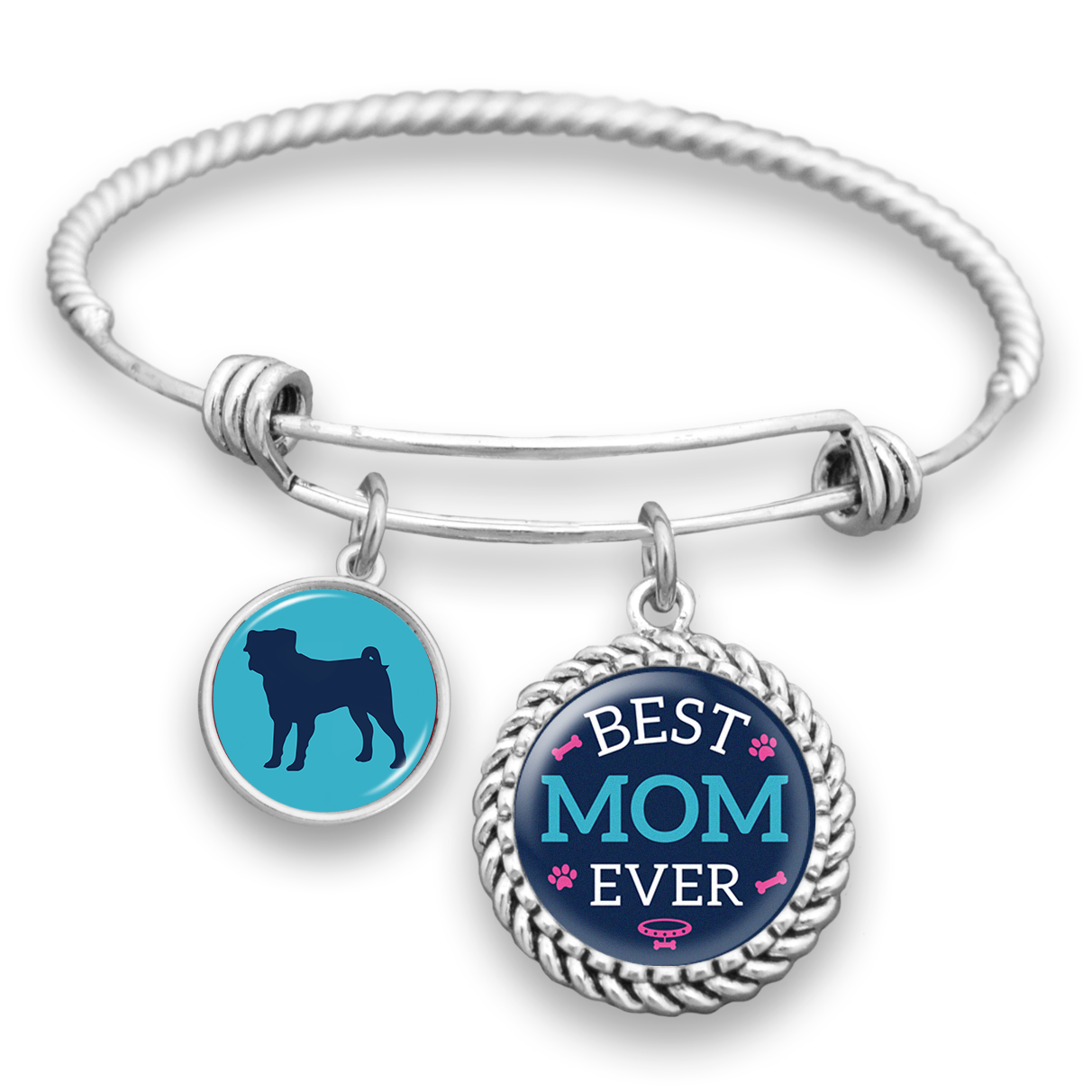 Best Mom Ever Pug Charm Bracelet