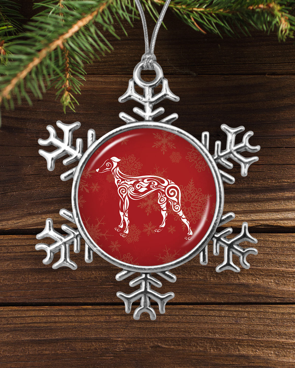 Fancy Greyhound Snowflake Ornament