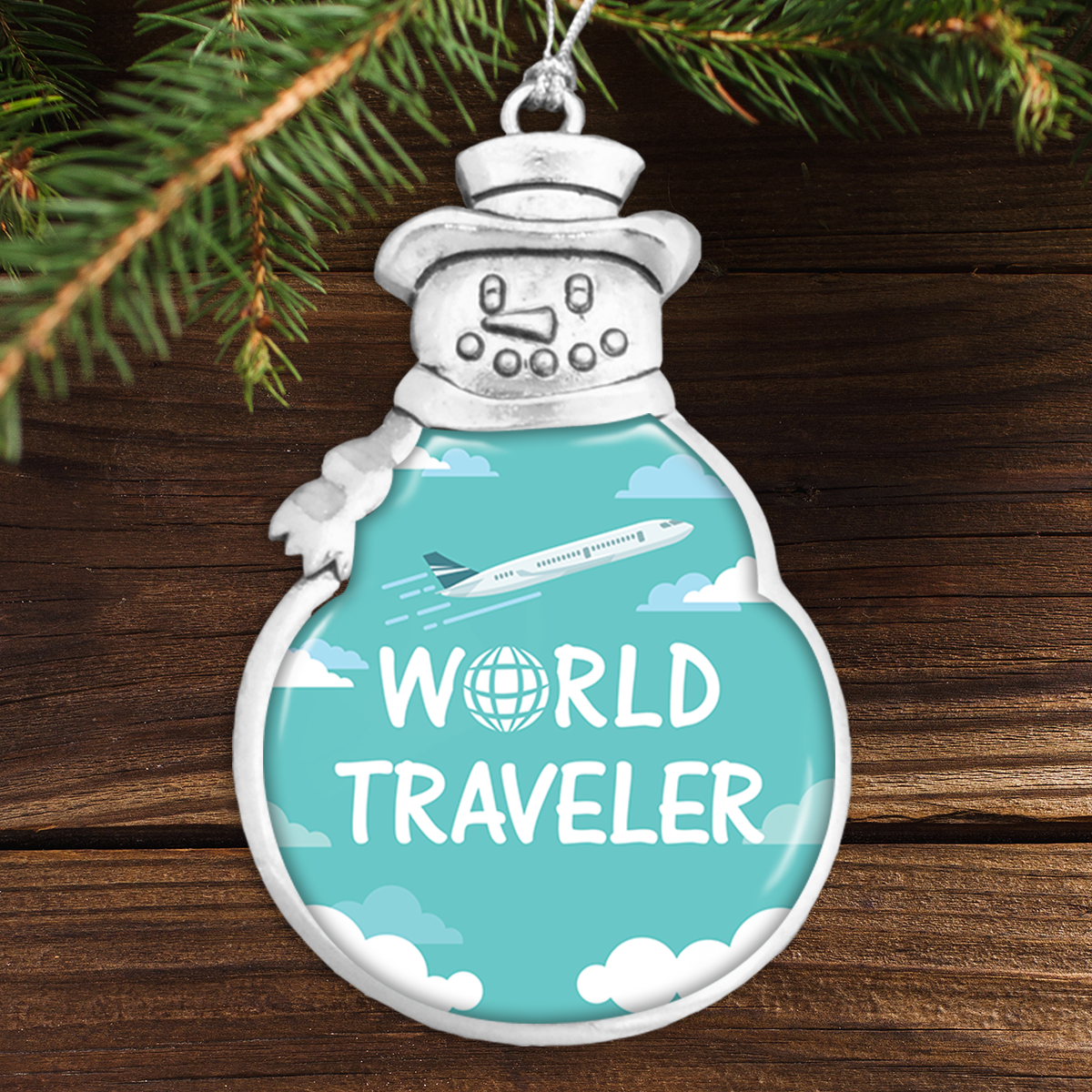 World Traveler Snowman Ornament