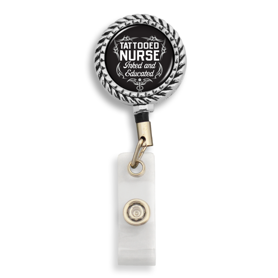 Tattooed Nurse Badge Reel