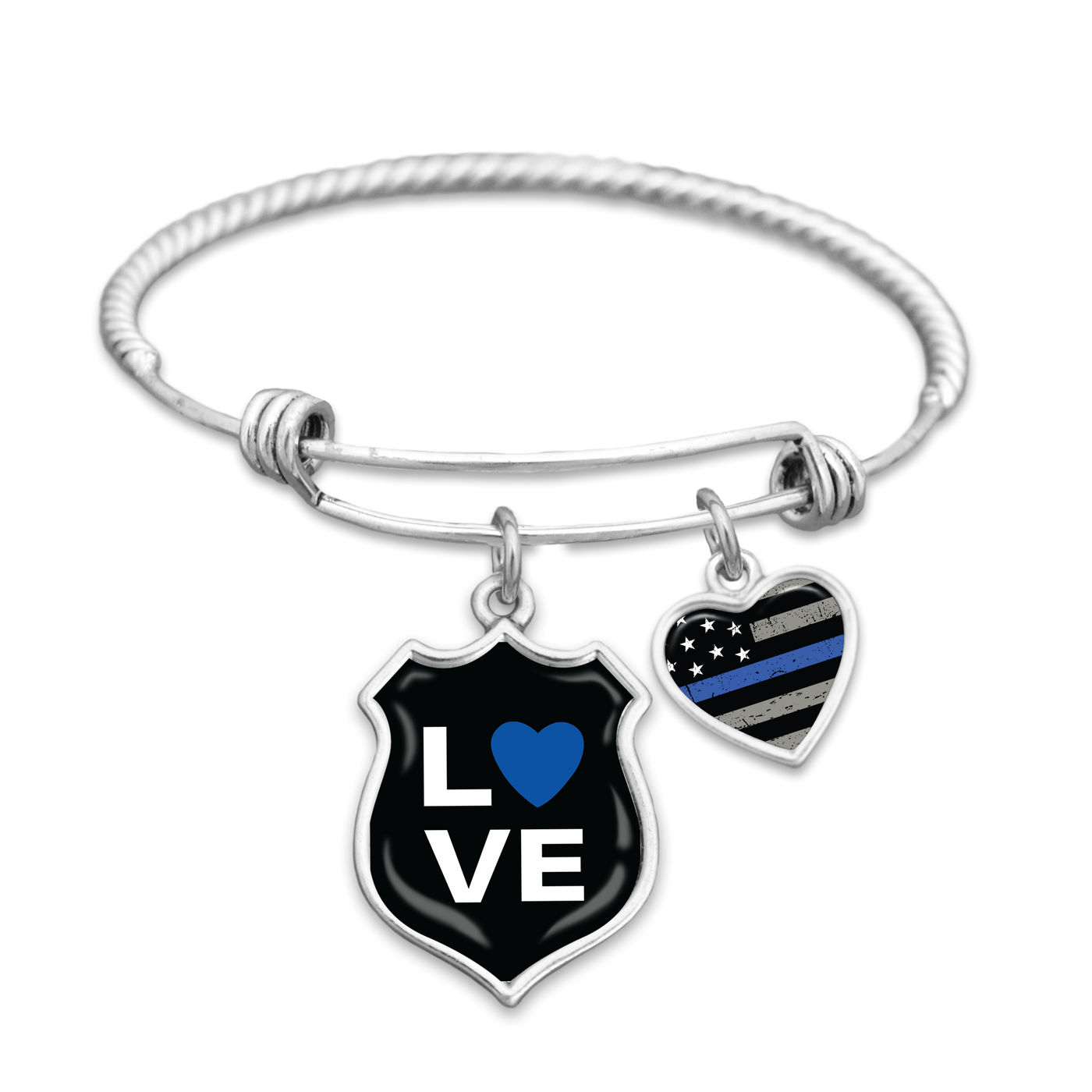 LOVE Thin Blue Line Police Charm Bracelet