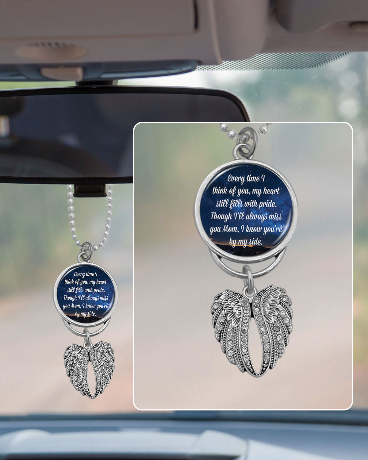 Mom Every Time I Think Of You Rearview Mirror Charm