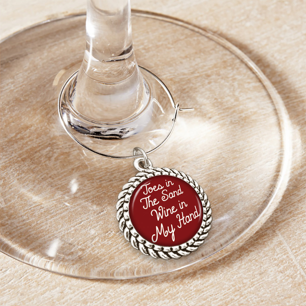 Toes In The Sand, Wine In My Hand Wine Glass Charm