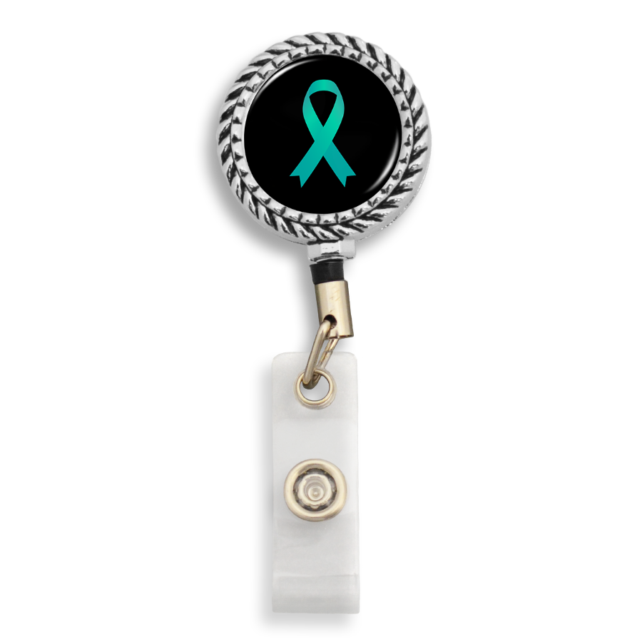 Ovarian Cancer Awareness Ribbon Badge Reel