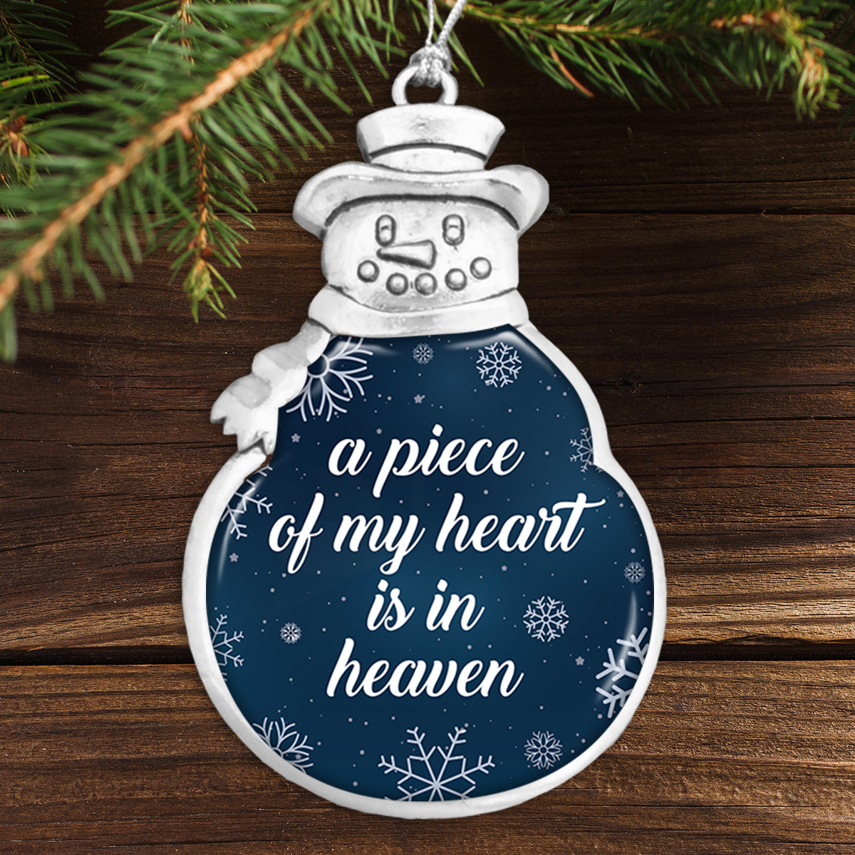 Piece Of My Heart Night Sky Winter Snowman Ornament