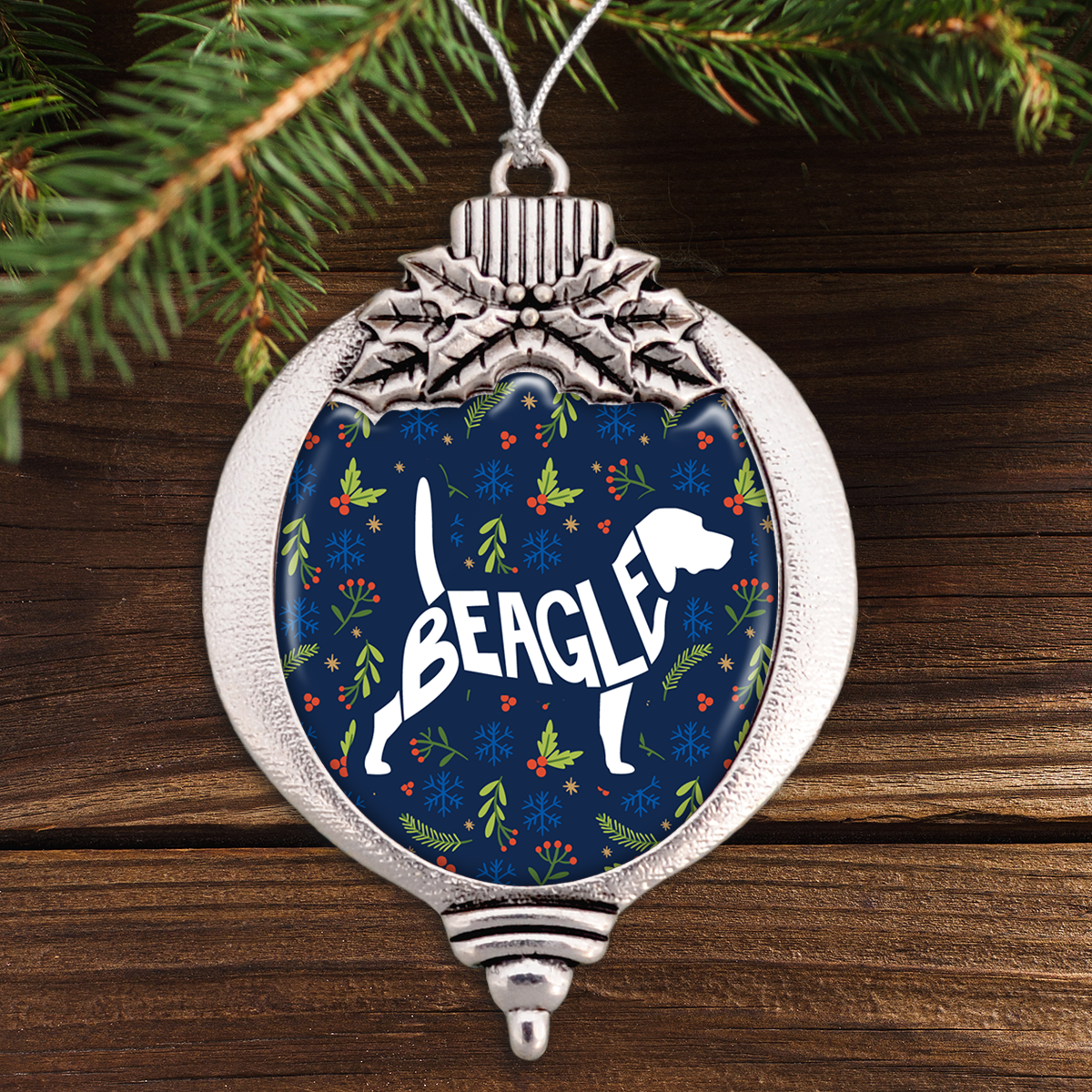Typographic Beagle Bulb Ornament