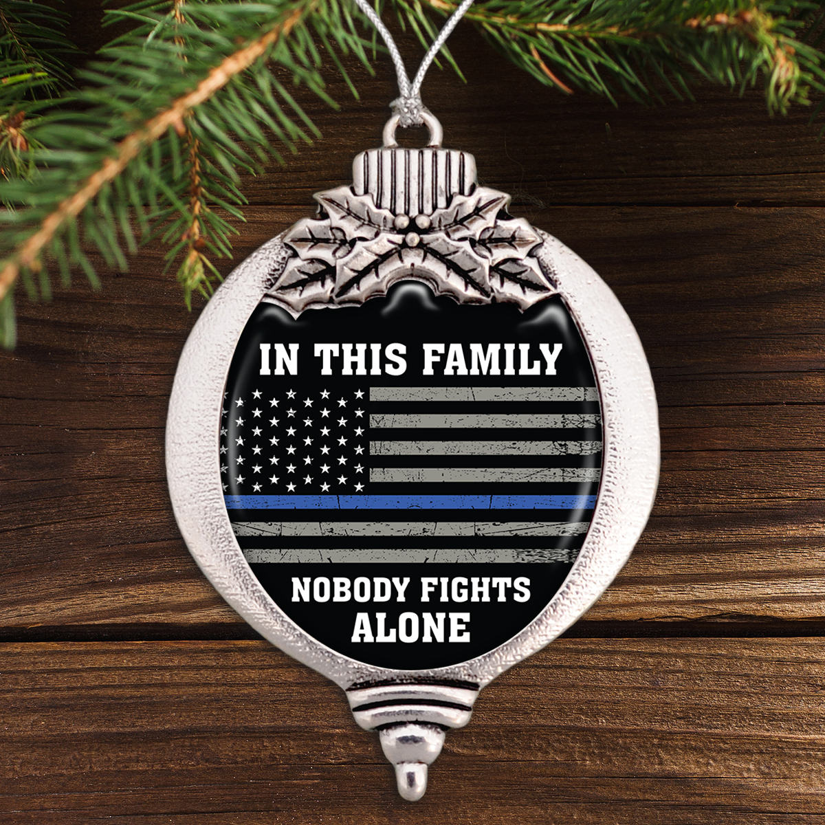 In This Family No One Fights Alone Bulb Ornament
