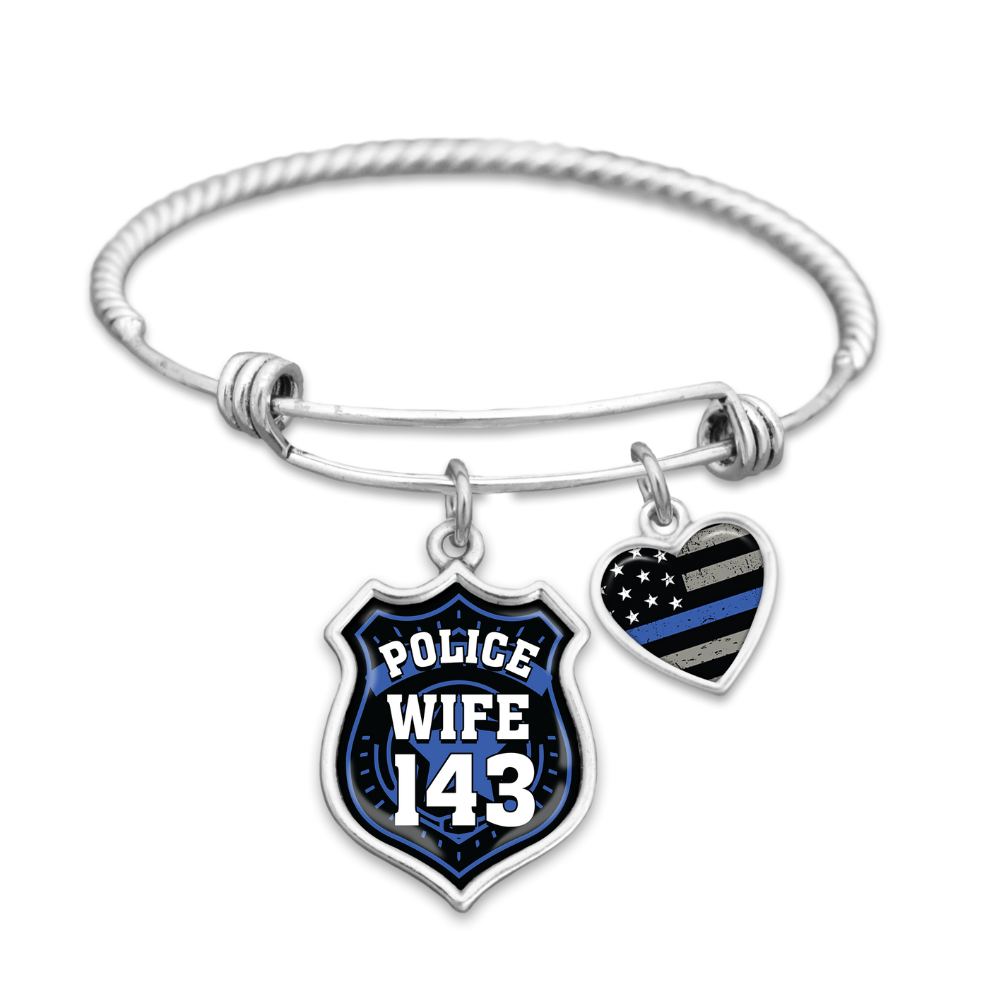 Police Wife Customizable Number Charm Bracelet