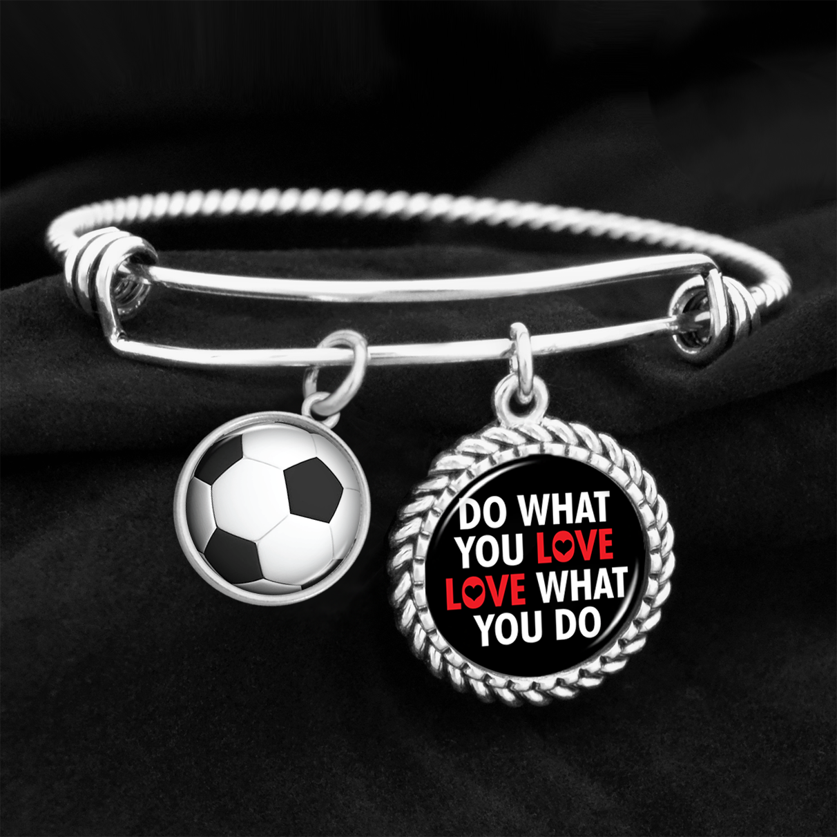 Do What You Love Soccer Charm Bracelet