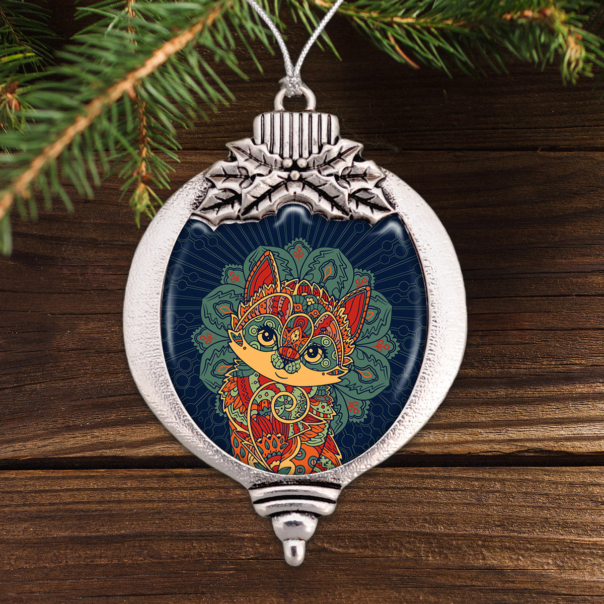 Mandala Cat Bulb Ornament