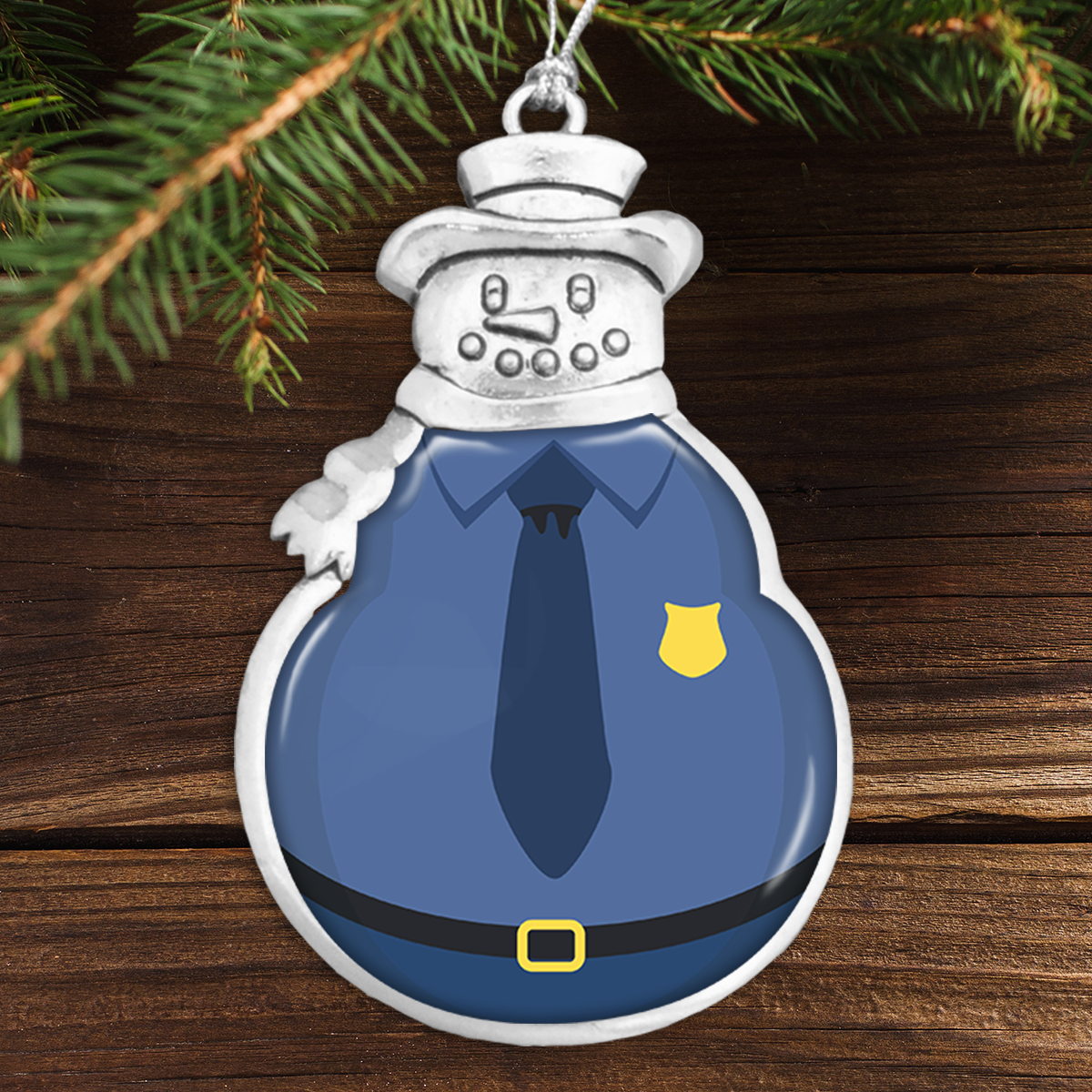 Police Officer Uniform Snowman Ornament