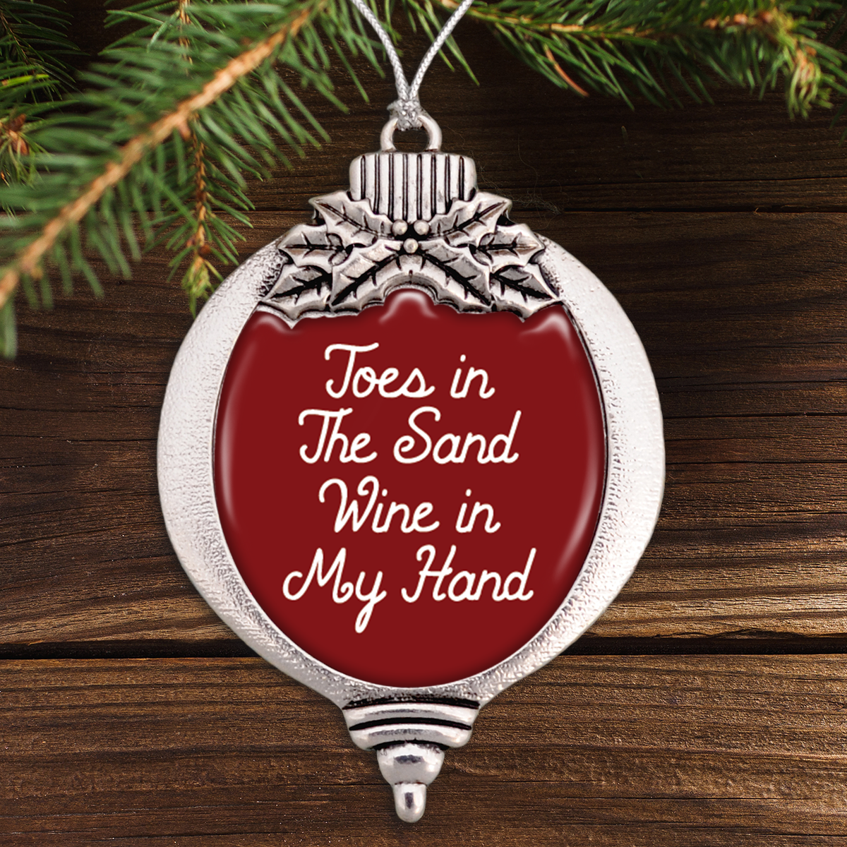 Toes In The Sand, Wine In My Hand Bulb Ornament