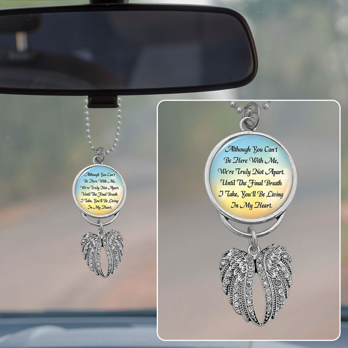 You'll Be Living In My Heart Rearview Mirror Charm