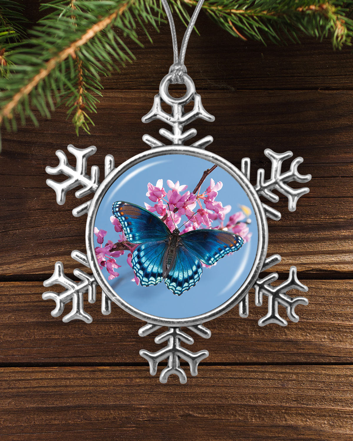 Blue Butterfly Snowflake Ornament