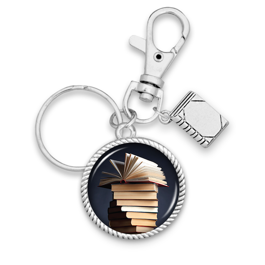 Book Stack Charm Key Chain