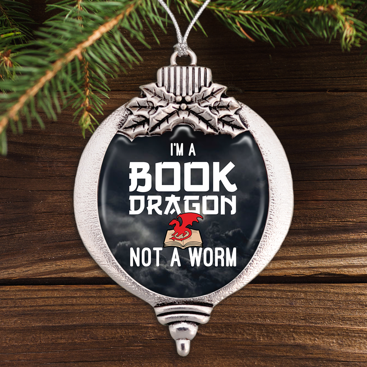I'm A Book Dragon, Not A Worm Bulb Ornament