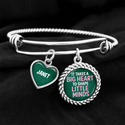 Customizable Big Heart Little Minds Teacher Charm Bracelet