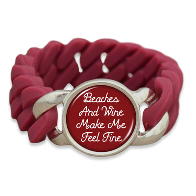 Beaches And Wine Make Me Feel Fine Colored Silicone Stretch Bracelet
