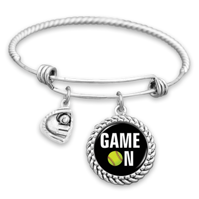 Game On Softball Charm Bracelet