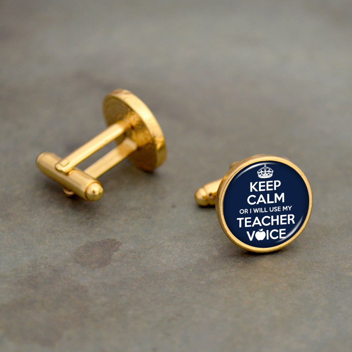 "Keep Calm Or I Will Use My Teacher Voice" Cuff Links