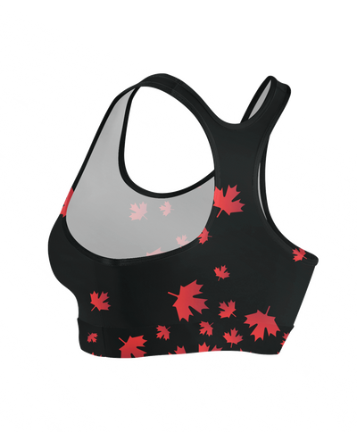 Flying Canadian Maple Leaves Sports Bra