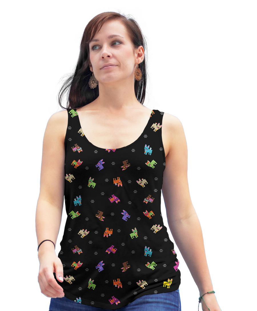 Colorful Frenchie Racerback Tank Top