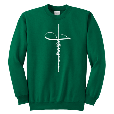 Jesus Cross Youth Crewneck Sweatshirt