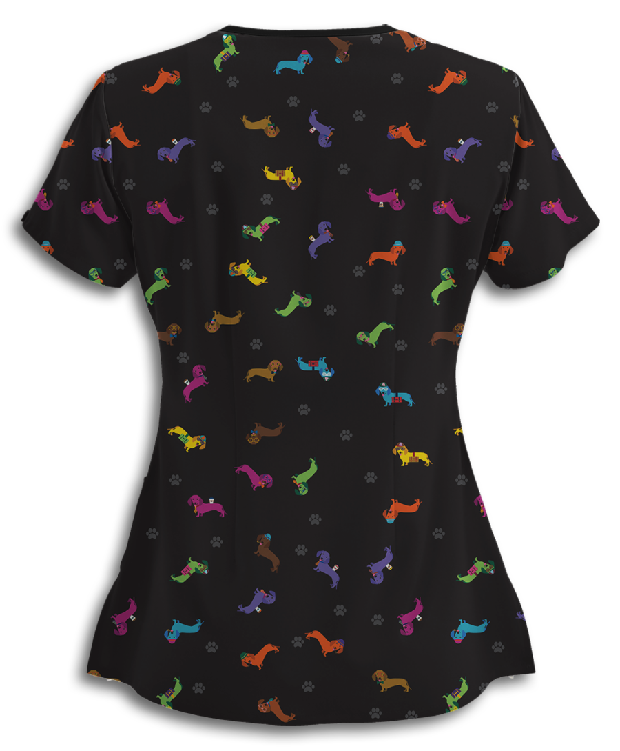 Colorful Dachshunds Athletic Scrub Top