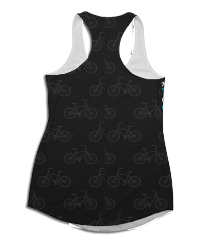 Never Underestimate The Power Of A Woman On A Bicycle Racerback Tank Top