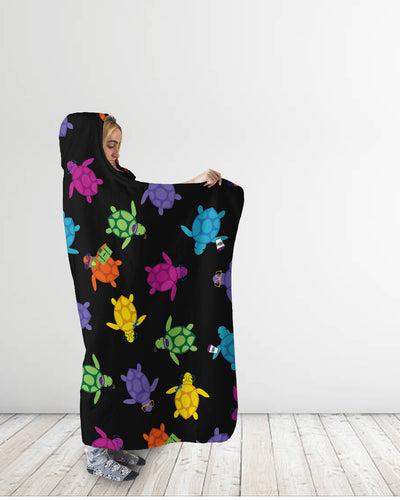 Colorful Sea Turtle Hooded Blanket