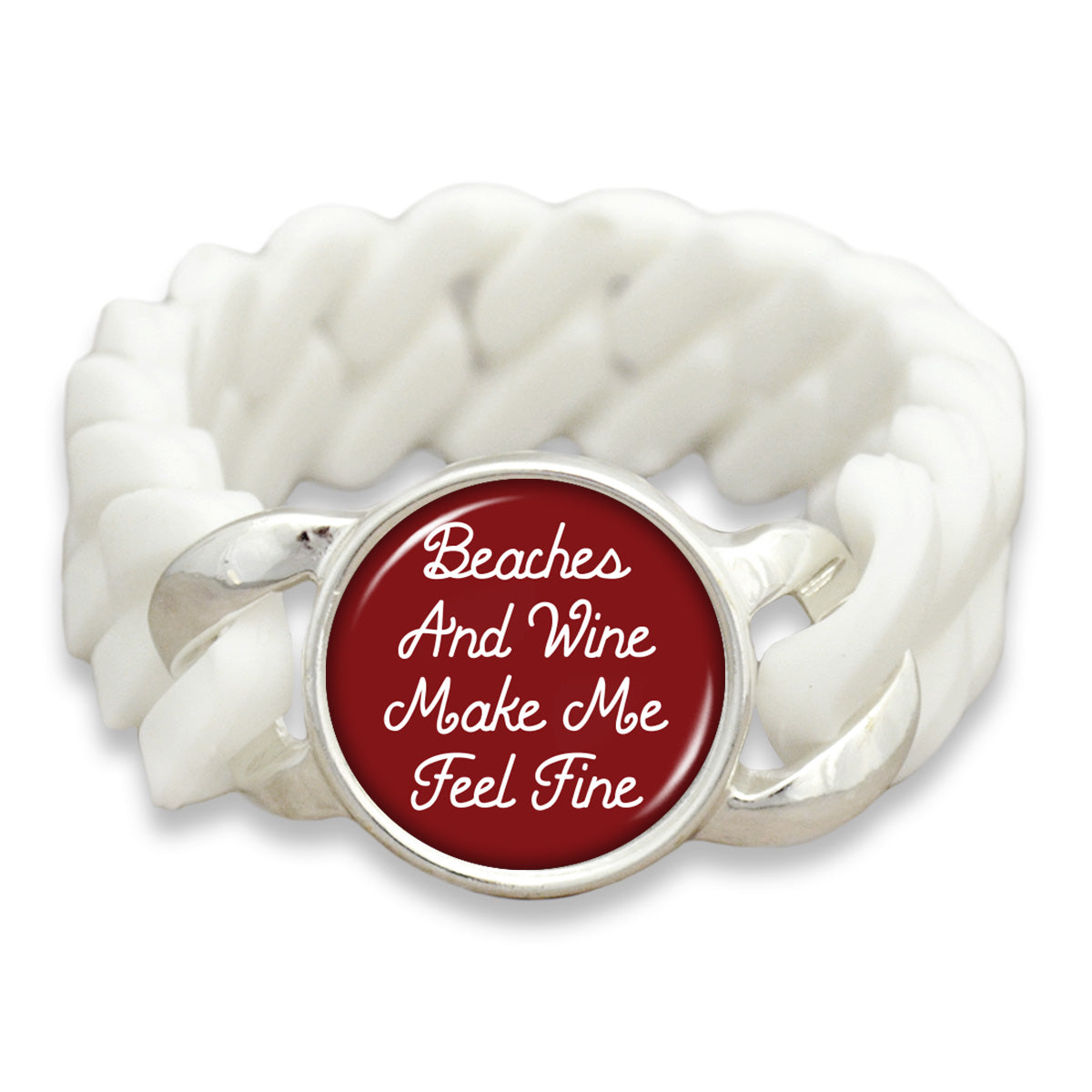 Beaches And Wine Make Me Feel Fine Colored Silicone Stretch Bracelet