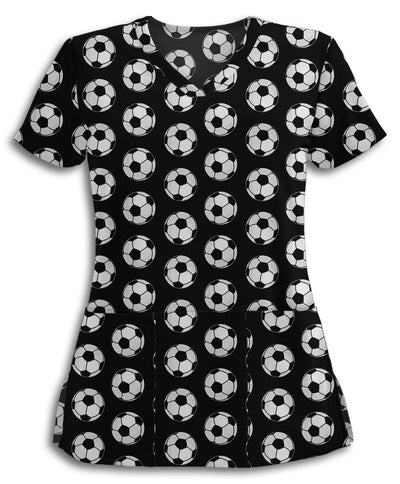 Soccer Balls All Over This Scrub Top