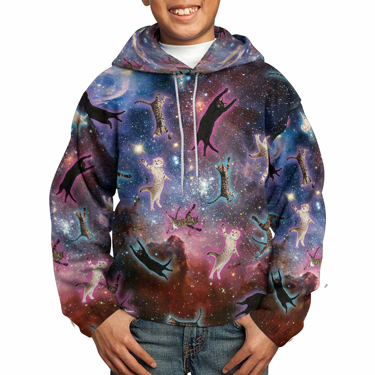 Galaxy Cats All Over Print Kids Hoodie