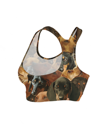 Doxies on Doxies on Dachshunds Sports Bra