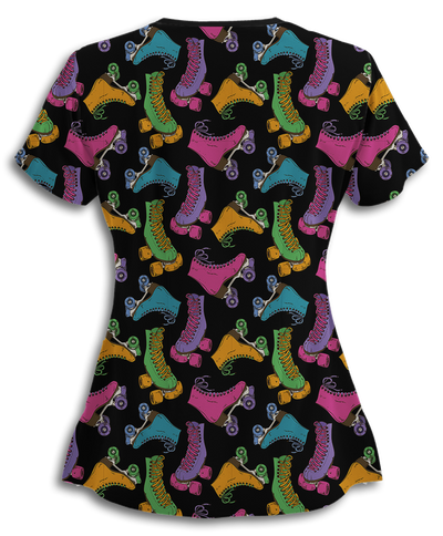 Colorful Roller Skates Athletic Scrub Top