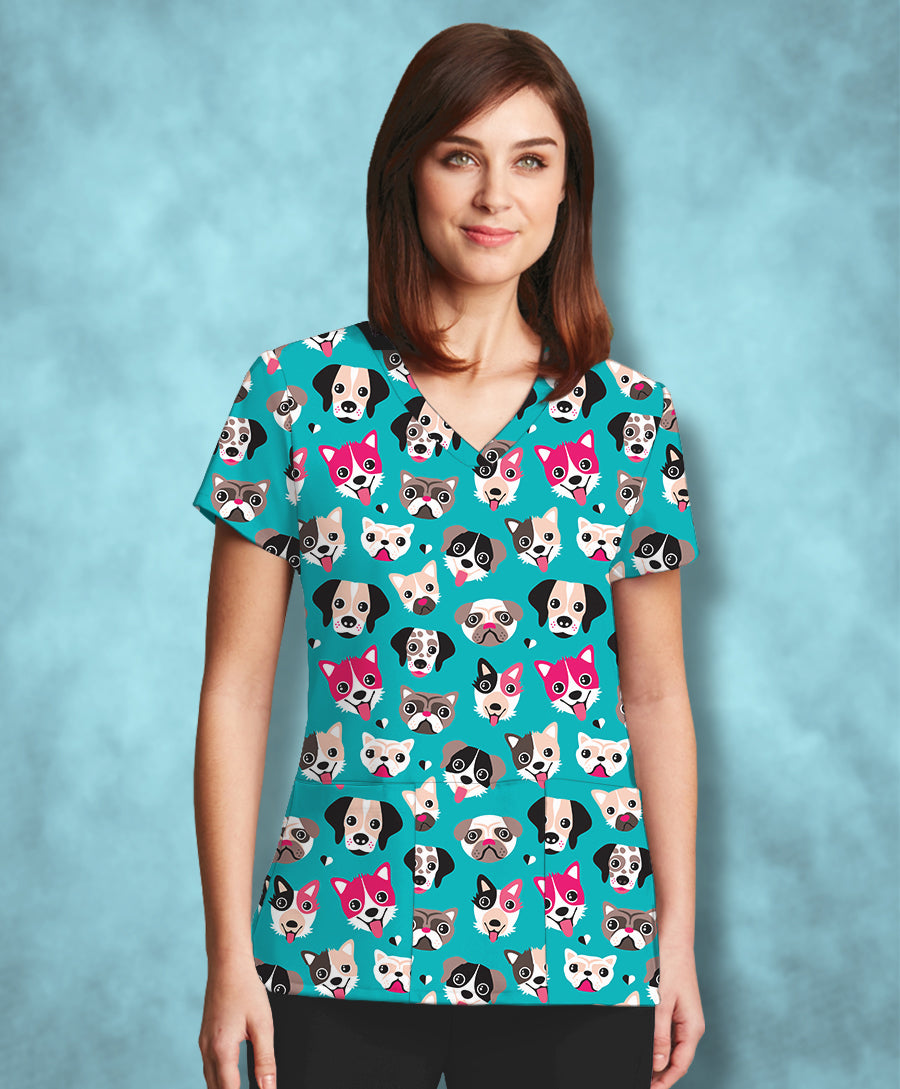 Dogs All Over This Athletic Scrub Top