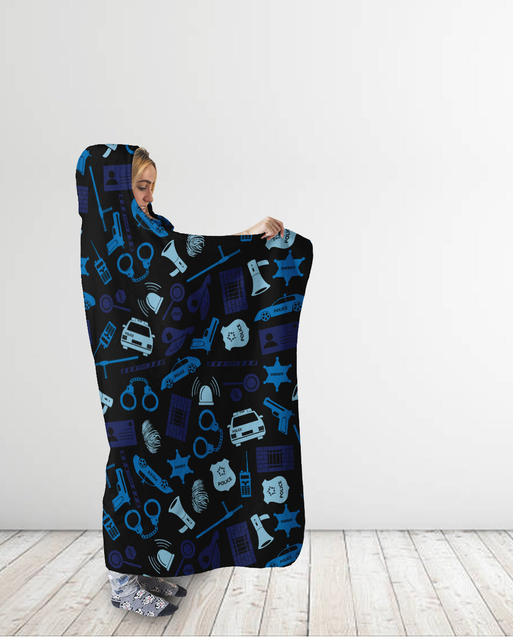 Police Icons Hooded Blanket
