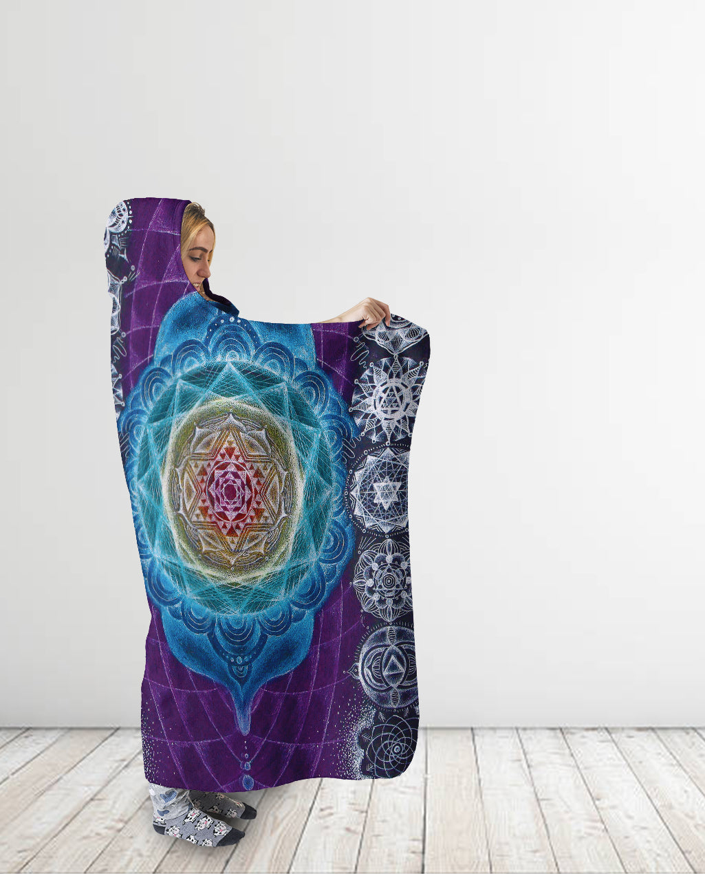 Psychedelic Chakras Hooded Blanket