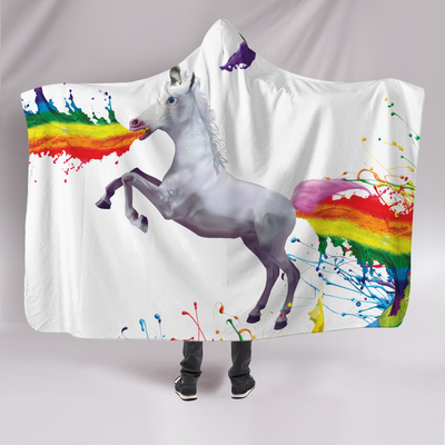 Explosive Rainbow Unicorn Hooded Blanket